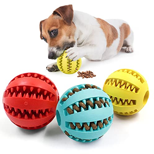 3 Stück Interaktiver Leckerli-Spender 5cm Hundebälle Hund Spielzeug Leckerli-Spender Hundespielzeug Stimulation Bereicherung Kauspielzeug für Langeweile Zahnreinigung Übung Spiel Training Indoor Outd