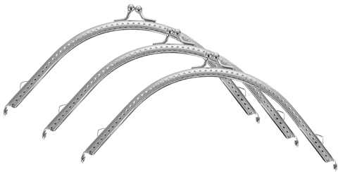 QUARKZMAN 3pcs Marco de Bolso de Metal, 18cm/7.1 Retro Arco Beso Cierre Marco Repujado para Hacer Bolsos, Bolso de Mano, Monedero, Bolso de Embrague, Reemplazos de Hardware de Marco (Plata)