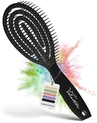 BellaValentino Haarbürste ohne Ziepen – Entwirrbürste für Damen, Herren & Kinder – Detangler Bürste – Perfekt für Locken, lange, kurze & nasse Haare – Nachhaltige Haarpflege – hitzebeständig (Schwarz)
