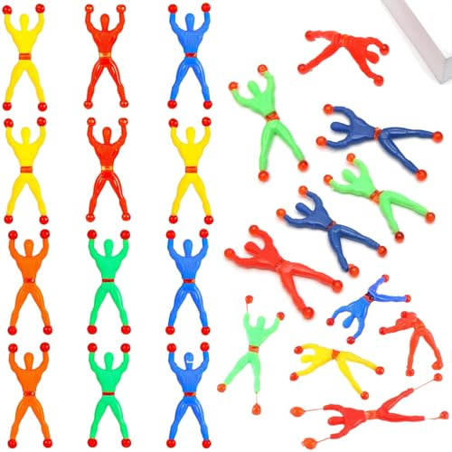 Norhogo 24 Stück Fenster Crawler Männer, Wand Klebrige Spielzeug Mehrfarbig | Klebrige Wand Kletterer Spielzeugs, Klettermann Spielzeug, Kletterer Rolling Männer Klatschhand für Party Favor