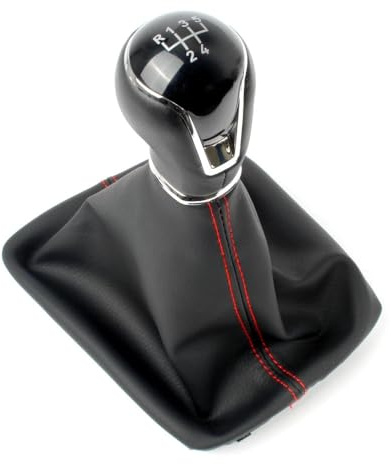 WNAUTOM Pomo de palanca de cambios con funda de piel sintética para Seat Leon III 3 MK3 5F 2012-2017 estilo de coche (5 velocidades)