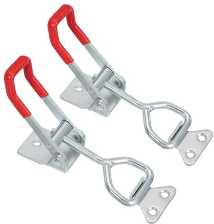 PATIKIL Toggle Latch Clamp 4003 Style, 2 Pcs Carbon Steel Adjustable Toggle Clamps Quick Release Smoker Pull Hasp Latches 661Lbs Bearing for Box Lid Jig, Silver