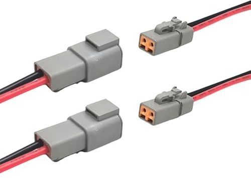winwill Set di 2 connettori DTP impermeabili a 2 poli (maschio e femmina) con 12AWG Cavo di Rete per Auto/Camion, Barche, LED