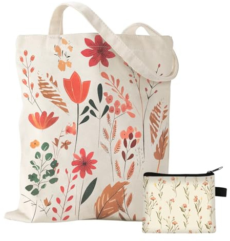 Cosysparks The Tote Bag Donna Ragazze, Cute Flower Tote Bag Riutilizzabili Sacchetti Pieghevoli per Shopping Lavoro Palestra di Viaggio con Piccolo Sacchetto di Moneta