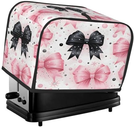 Mexpekil Copertura per tostapane a pois con fiocco rosa a 2 fette, copertura impermeabile per piccoli elettrodomestici da cucina, antipolvere, protezione per tostapane, forno, regalo da donna