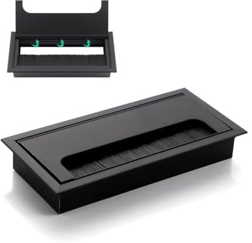 Pasacables for escritorio, cepillo for cables de 80/100/120 mm de ancho, tapa for orificio de cable, caja de gestión de puertos de salida(W80xL1000mm)