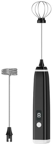 Mousseur à lait rechargeable USB avec écran numérique 3 vitesses et acier inoxydable pour café, pâtisserie, mélange, gadget de cuisine silencieux