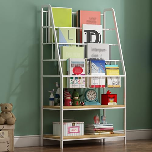 JYDQMOLS Stehender Zeitungsständer, Aufzeichnungsständer mit 2 Regalbrettern, robuster Zeitschriftenständer, für drinnen und draußen, Zuhause, Büro, Bücherregal (Weiß, 60 x 27 x 100 cm)
