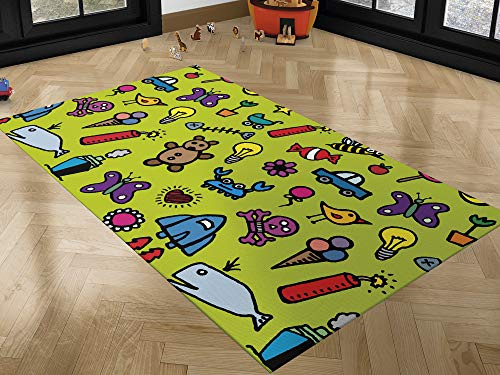 Kinderteppich Einzelbilder Fonds Gymnastikmatte Grün PVC verschiedene Maßnahmen | PVC | Boden vinílico für Kinder | Tiere Dschungel | 95 x 133 cm