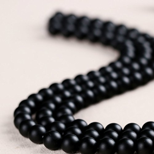 Perlin 48 Onyx Matt Perlen 8mm Halbedelstein Edelstein Schwarz Kugel Gefrostet Schmuckstein Gemstone Beads G716 x 2
