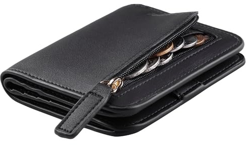 Toughergun Women’s Small Slim Leather Wallet with RFID Protection, Compact Bifold Mini Purse with Clear ID Window