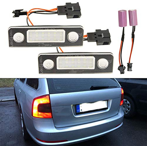 GOFORJUMP 2 Pz Luci targa automobilistica LED 12V SMD3528 PER V/W Lampada targa numero Canbus Bulb Kit per V/olkswagen S/koda Octavia 1Z Roomster 5J