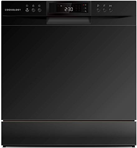 Cookology CTTD8 Mini Counter Top Dishwasher in Black - Compact & Portable - Tabletop Small Appliance - 8 Settings - 8 Wash Cycles - ECO Friendly Mode