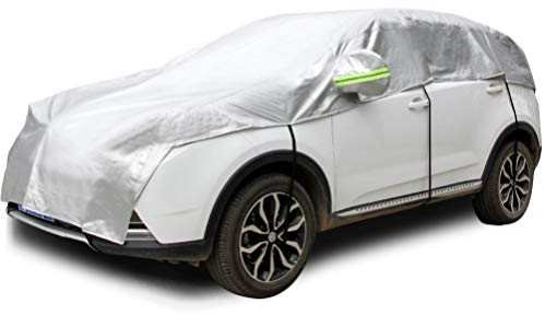 Konnfeir Halbgarage für Auto Abdeckplane Winter Sommer Autoabdeckung wasserdicht Auto halbgarage Staubdicht Schneefest 210D Oxford Material (Schrägheck)