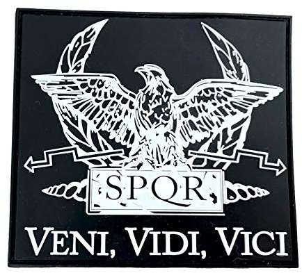 SPQR Antike Römische Republik Veni Vidi Vici PVC Airsoft Paintball Klettverschluss-Flecken Cosplay Patch (Weiß)