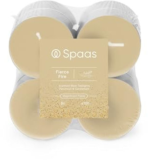 Spaas - Lumini profumati maxi, confezione da 8 pezzi, 10 ore - Fierce Fire