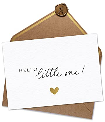 Joli Coon Karte zur Geburt - Hello little one - A6 mit Naturkuvert und Wachssiegel - Karte Geburt
