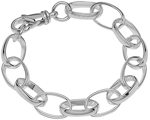 NKlaus pulsera de plata esterlina 925 22cm cadena de guisantes ovalada pulsera de diseño unisex cadena NUEVO 12230