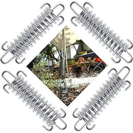 Widream 4 pcs Spannfeder Sprungfedern, Sprungfedern für Campingzelt, Zubehör Zugfedern Zur Sicheren, Rostfrei, Vernickelter Stahl, für Campingzelt Sonnensegel Markise