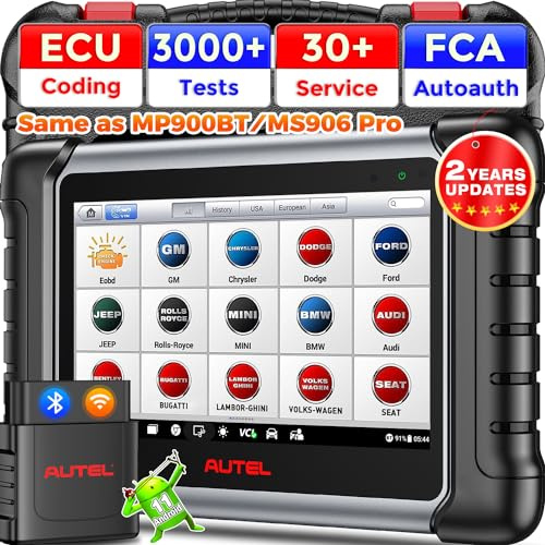 Autel Scanner MaxiPRO MP808BT PRO, 2 Years Update ($700), 2026 Up of MaxiSys MS906BT MaxiCOM MK900BT MK900, Advanced as MS906MAX MS906 PRO MP900-BT, 3000+ Active Test, 30+ Service, FCA, 11OS 4/ 64GB