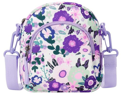 Choco Mocha Little Girls Purse for Kids 4-6 6-8 Girls Crossbody Purses for Kids Crossbody Bag Toddler Purse 2 3 4 year old, Floral Purple