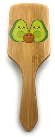Divertente Spazzola per Capelli Rettangolare in Bambù Stile Avocado (Adultos, Avo Family)