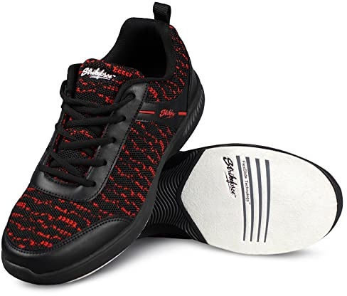 KR Strikeforce Flyer Mesh Lite Mens Athletic Bowling Shoe with a #8 Slide Pad on Both Shoes for Right or Left Handed Bowlers - Black/Cardinal, 10.5