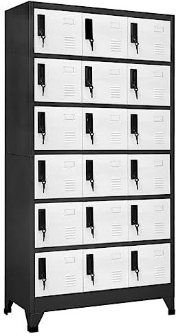 vidaXL Schließfachschrank Spind Schrank Umkleideschrank Metallschrank Fächerschrank Aktenschrank Büroschrank Lagerschrank Anthrazit Weiß 90x40x180cm Stahl
