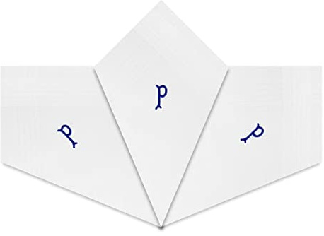 Warwick & Vance Taschentücher für Herren und Herren, Satin, mit blauen gestickten Initialen, 3 Stück