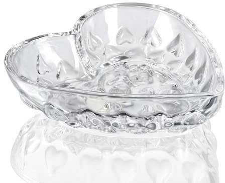 H&D HYALINE & DORA Plateau à bijoux en cristal de 13 cm pour femme, assiette à bijoux en forme de cœur, plat à bijoux transparent pour bijoux, plat à bagues pour anniversaire, amis, quotidien, famille