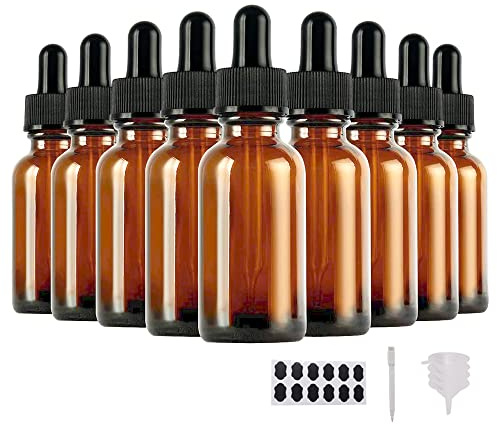 YBCPACK 24 Stück Pipettenflasche 30ml mit Pipette, Braunglas Tropfflasche | Dropper Bottle mit 24 Etiketten, 1 Stift, 4 Trichter für ätherische Ölmischungen, Parfüms, Aromatherapie und Chemielabor