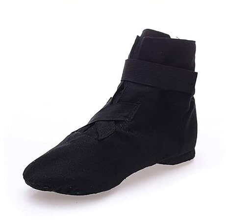 JUODVMP Scarpe Jazz Allacciate in Tela Stivali da Ballo Moderni sopra la Caviglia per Donna e Uomo Stivali da Jazz Piatti Scarpe da Ballo Pratiche,Modello TJGBFBJS,Nero,38 EU