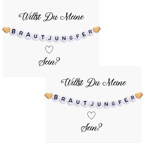 Otuuz 2er Pack Brautjungfer Fragen Geschenk Set mit Armband und Karte | Verstellbares Armband, Brautjungfer Fragen Karte, Handgemachte Geschenke