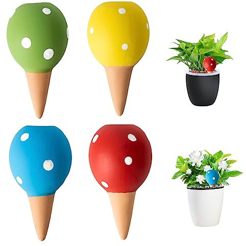 Picchi auto-birichini, 4 pezzi da 70 ml di annaffiatura a forma di funghi, bulbi di irrigazione delle piante a sfera di ceramica, inserto per fioriera auto irrigazione per dispositivo di irrigazi