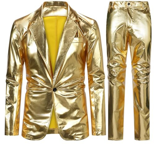 Allthemen Traje de 2 Piezas para Hombre Chaqueta de Esmoquin Ajustada Pantalones para Fiesta Disco