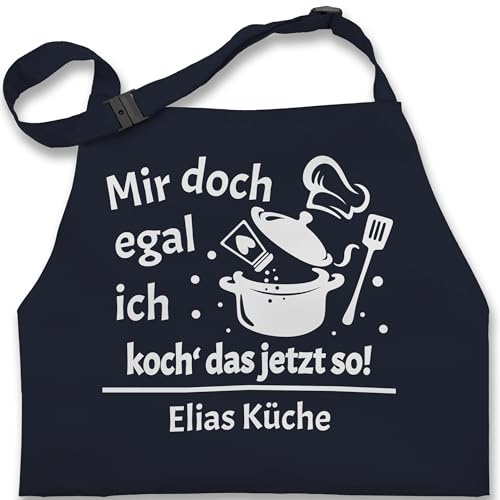 Geschenk mit Namen personalisiert by Shirtracer - Kinderschürze Schürze Kinder Jungen Mädchen - Kochschürze - Mir doch egal ich koch das jetzt so mit Name