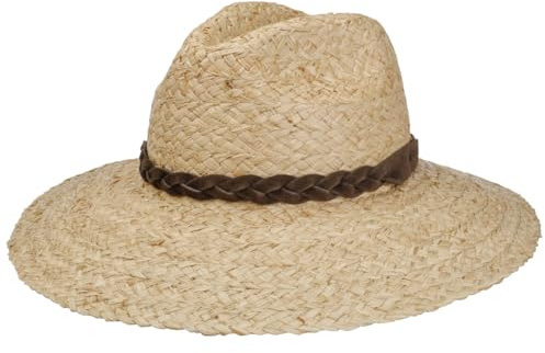 LIERYS Raffia Stroh Schlapphut Naturfarbener Hut mit Ledergarniturband Made in Italy Damen Frühjahr Sommer Natur L (58-59 cm)