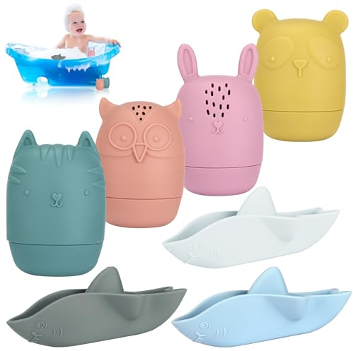 Royouzi 7 StüCk Badewannenspielzeug Badespielzeug Baby Wasserspritztier Spritztiere Kieselerde Wasserspielzeug Baby Geeignet FüR SäUglinge Und Toddler Whale Bath Toy Spielzeug Badewanne