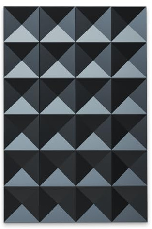 teileplus24 DAL07 3D Wandbild Metall | 3D Wanddeko Wohnzimmer Dekoration | 90 x 75 cm | 3D Wandpaneele, Farbe:Schwarz 24er Set