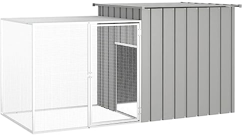 AUVYI Hühnerkäfig Grau 200x91x100 cm Hühner Gehege Metall Huhnerstall Voliere Kleintierstall Draußen Kleintierkäfig HüHnerkäfig aus Verzinkter Stahl
