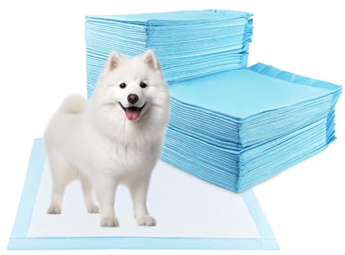 Baxcdyswe 60 Stück PIPI Matten für Hunde, 60 x 90cm Trainingspads, Wickelunterlagen Einweg, Pinkelmatte Training, Einmalunterlagen Auslaufsicheres 5-Lagiges Design mit Schnell Trocknender Oberfläche
