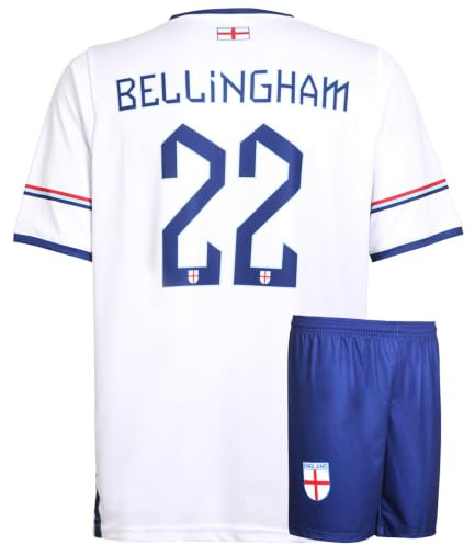 England tröja set Bellingham – barn och vuxna – pojkar – män – fotbollströja – fotbollspresenter – sport t-shirt – sportkläder, Vit, 164