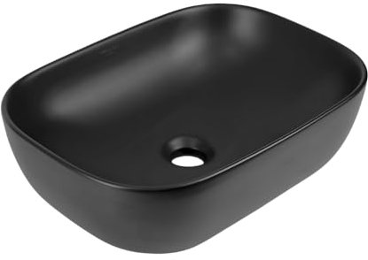 Lavabo Da Appoggio Ceramica Nero Rettangolare Arredo Bagno 45,5x32,5x13,5 Cm