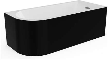 Vente-unique-Bañera de esquina - 240L - 170 x 75 x 58 cm - Negro brillante - ángulo recto - ANIKA