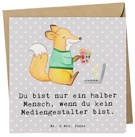 Mr. & Mrs. Panda Klappkarte Mediengestalter Herz - Geschenk, Grafikdesigner, Glückwunschkarte, Designer, anlasskarte, doppelkarte, faltkarte, Grußkarte, Spruch, Lustig