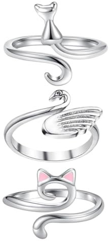 VAEIORP 3 Pcs Metall Häkelring Verstellbare Haken Strick Häkelschlaufe Zubehör Crochet Strickfingerhut Fadenführer Ring Fingerhalter DIY Strickhandwerk Katzenohren