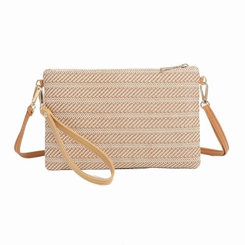 Siyecioa Handytasche Zum Umhängen, Umhängetasche Klein, Boho Tasche, Strohtasche für Frauen Crossbody Strand, Fashion Handy Schultertasche mit Langem Gurt für Damen Mädchen