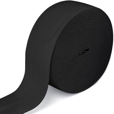 Qikaara Cinta de goma negra de 10 metros, 50 mm de ancho, cinta elástica para coser, goma elástica, para coser, cinta elástica de goma negra para costura, manualidades y ropa