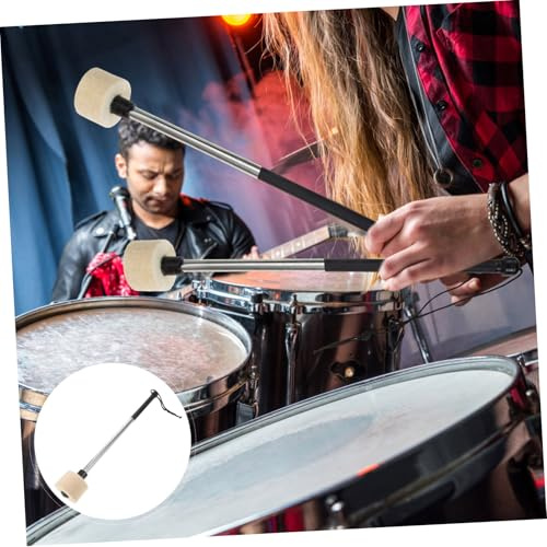 BESTonZON De Tambor Profesional De Acero Inoxidable Con Cabeza De Fieltro Para Banda De Percusión Ligero Resistente y Cómodo Para Uso Bombo y Batería