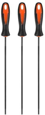 M METERXITY 3-Pack Chainsaw Sharpening File, 5/32 Inch Round Sharpening File Steel Chainsaw File with Plastic Handle for Sharpening/Chainsaw/Round Files [Black,Orange]